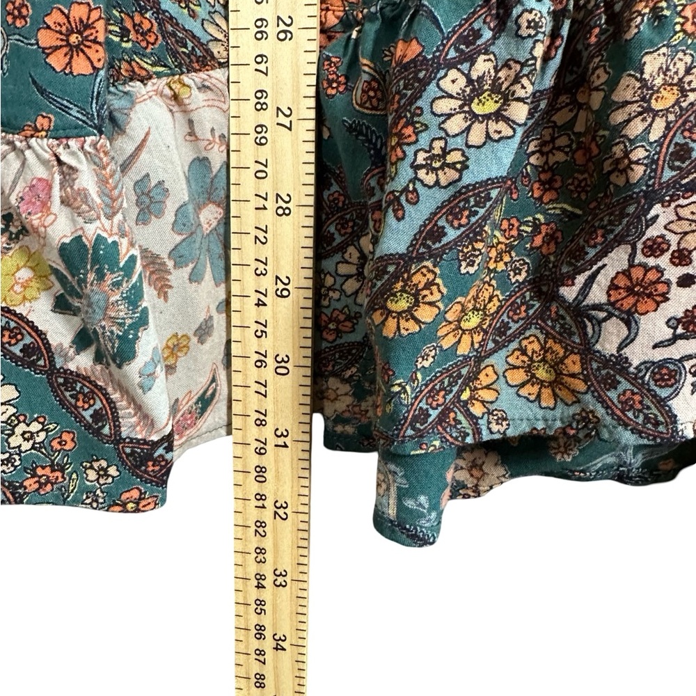 Angie Dress Cottagecore Patchwork Floral Indie Feminine Fairy Faux Wrap Boho - Picture 8 of 9